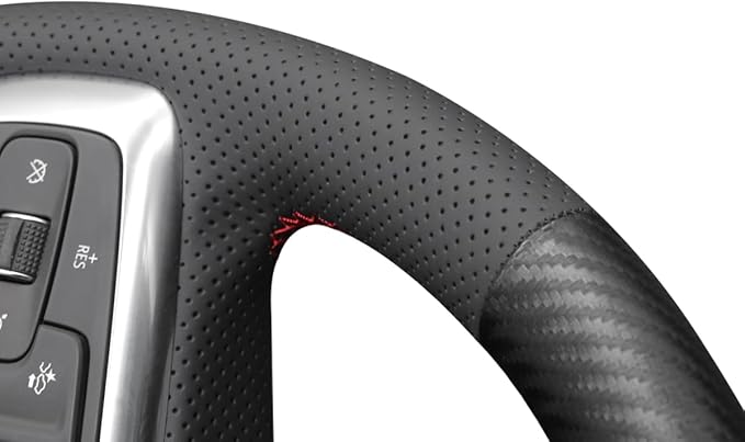 MEWANT DIY Black PU Carbon Fiber Real Leather Steering Wheel Cover for Chevy Silverado 1500 2500 Suburban Tahoe Blazer