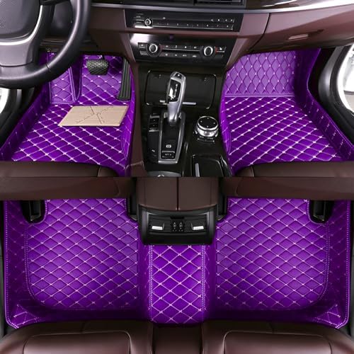 Customized Personalized Car Mats - All Weather Men's and Women's Floor mats Suitable for 99% of vehiclesPads Protection Non-Slip Leather Floor Liners (Purple)