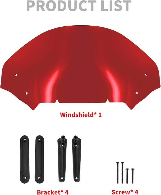 Road Glide Windshield 13.5" Wave Fairing Windscreen Cover for Harley FLTRX 2024-2025, FLTRXSE 2023-2025, FLTRXSTSE 2024-2025 Red