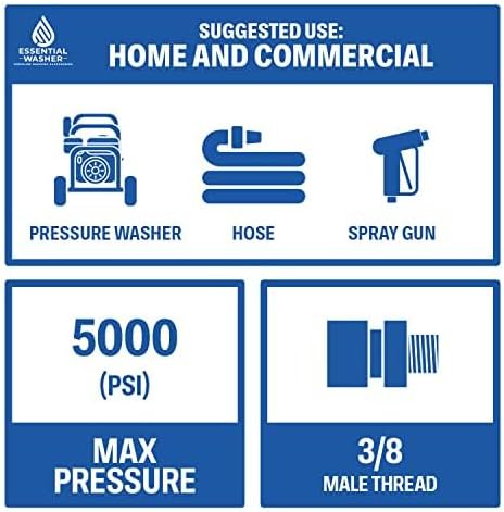 Essential Washer Stainless Steel ⅜” Quick Connect Male NPT | Pressure Washer Quick Connect Fittings | 5000 PSI | Set Of 4