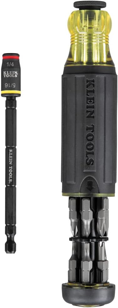 Klein Tools 32933 Impact Driver, 7-in-1 Impact Flip Socket Set & 32304 Screwdriver & 32308 Multi-bit Stubby Screwdriver