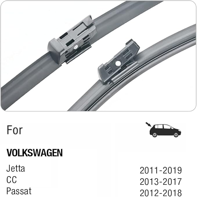 24"+19" Windshield Wiper Blades Replacement For VW Volkswagen Jetta 2011-2023 Passat 2012-2018 CC 2013-2017, Premium All-Season Automotive Replacement Windshield Wiper Blades For My Car-Top Lock 16mm