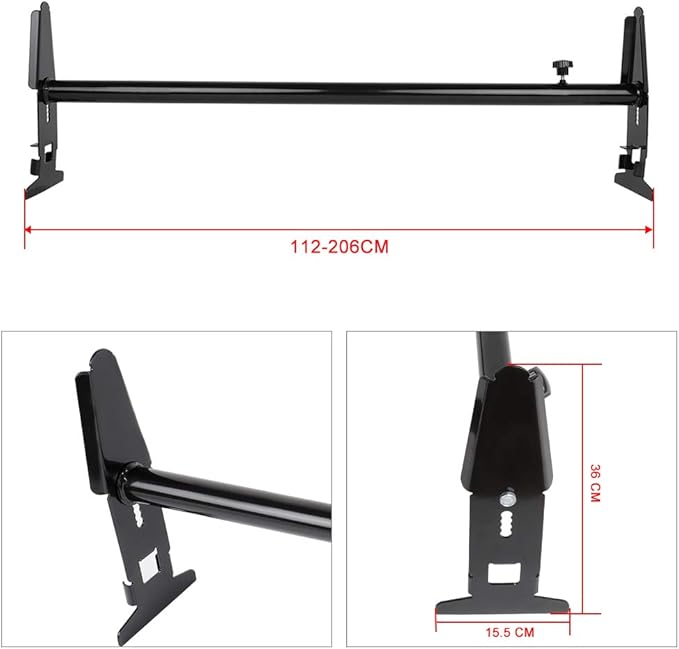 Scitoo Heavy-Duty 3 Bars Steel Utility Ladder Truck Pickup Rack Kayak Contractor Lumber Utility for Chevy for Dodge for Ford for GMC Express 77' Van with Rain Gutters - Black Van Rack