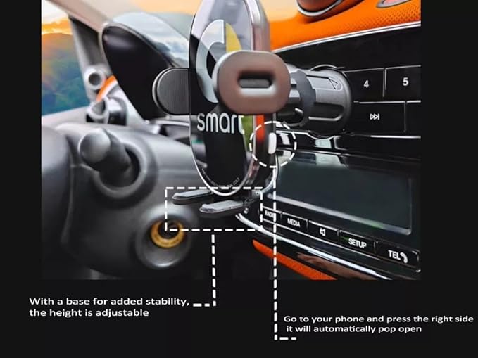 Interior Accessories - Phone Holder Stand Top Infotainment Mount Compatible with Smart Fortwo 453 Gen.3