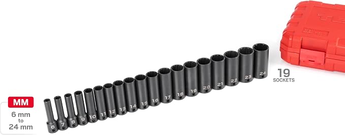 TEKTON 3/8 Inch Drive Impact Socket Set, 19-Piece | SID91307