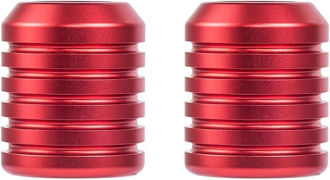 Advanblack CNC Aluminum Motorcycle Frame Sliders – Crash Bar Slider for Harley 1-1/4” Flat Out & Highway Crash Bars/Saddlebag Guards – Red, Gold, Black, Silver – Bolt-On Pair with Screws (Red CNC)