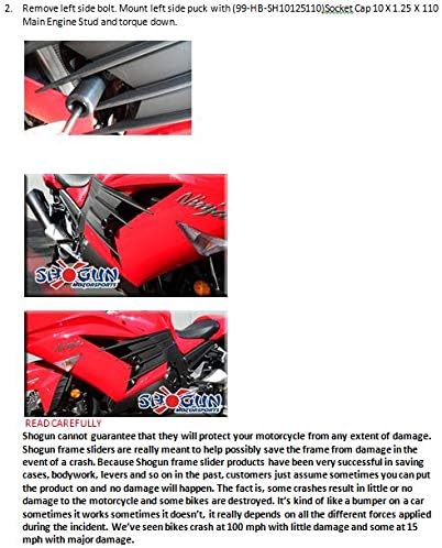Shogun USA Made Kaw ZX14R 2012 2013 2014 2015 2016 2017 2018 2019 2020 2021 2022 2023 2024 2025 Black Comp No Cut Frame Slider Kit Includes No Cut Frame Sliders Swing Arm Spools and Bar Ends 755-4719