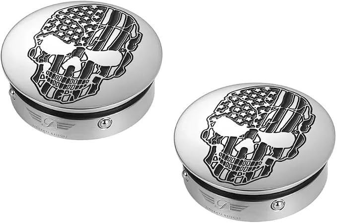 Stainless-Steel/Silver and Black Swing Arm Covers American Flag Skull for Harley-Davidson