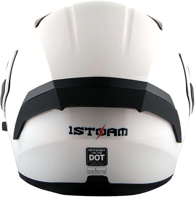 1Storm Motorcycle Modular Full Face Helmet Flip up Dual Visor Sun Shield: HB89 Glossy White