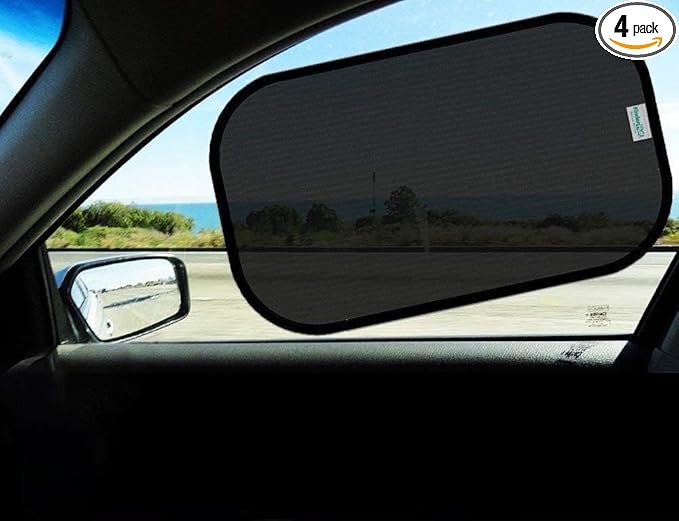 Car Window Shades - Certified 99.79% UVA & 99.95% UVB sun protection. Award winning car sun shade for side windows. 4 Pack (2 Transparency options) 22" x 14" -window shade for car baby by Kinder Fluff