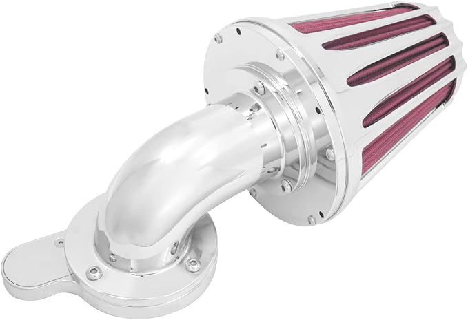 Motorcyle Air Cleaner Filter CNC 90° Forward-Facing Kit Fit for Harley Softail Touring Trike Sportster XL Dyna (Chrome Housing Red Element, A For Sportster XL 04-22)