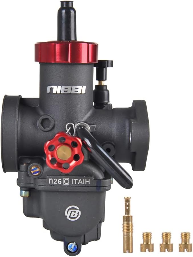 NIBBI Motorcycle Carburetor PE26FL Own Flange 150CC-200CC Carburetor With Carburetor Jets Fit YAMAHA KAWASAKI SUZUKI Apollo Dirt Bike Mini Bike SSR TTR KYMCO SYM TAOTAO Scooter Moped Horizontal Engine