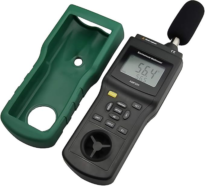 Multi-Functional Environmental Meter Anemometer Sound Level Air Flow Meter LUX Meter Luminometer Humidity Temperature Meter with Tripod