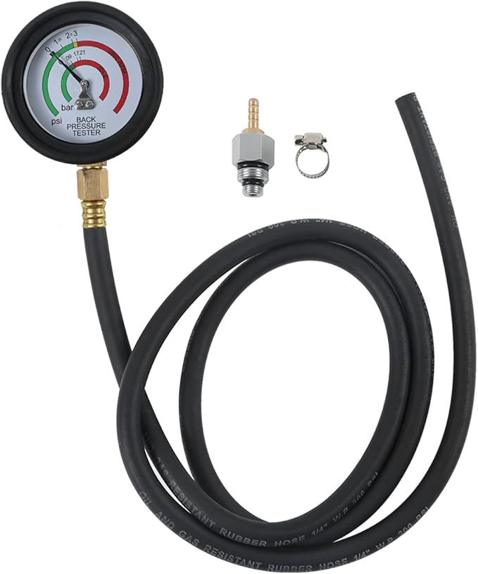 CMTOOL Exhaust Back Pressure Tester Kit with Carton Packaging, Professional Car Exhaust Back Pressure Gauge with 6-Foot Hose, with Adapter & Hose Clamp
