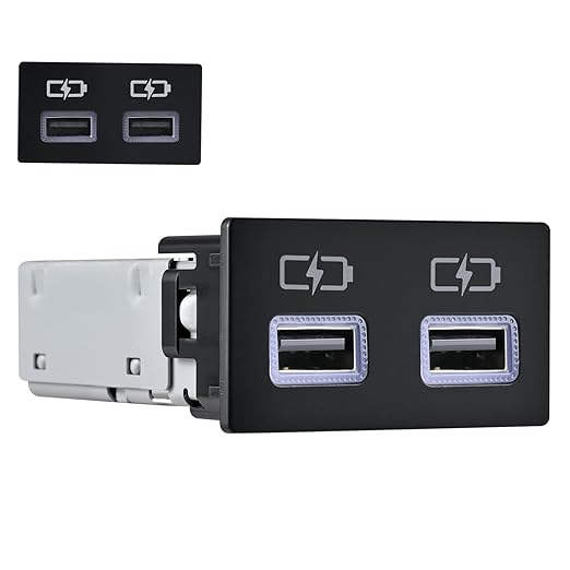 90W Car Charger USB c Dual Port Adapter Center Console Socket for Toyota Tundra Fast Charging (Flat USB(45W)+USB (45W))