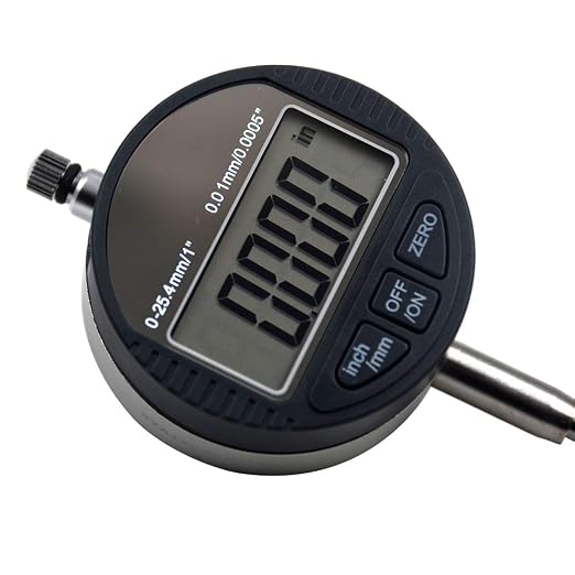 Electronic Digital Dial Indicator Gage Gauge Inch/Metric Conversion 0-1 Inch/25.4 mm with Back Lug Auto Off Featured Measuring Tool
