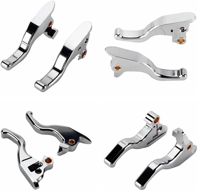 3 Finger 5.9" CNC Shorty Hand Control Lever Kit Brake Clutch Levers Fit for Harley Softail Low Rider S Sport Glide Standard Street Bob 2015-2024(Chrome)