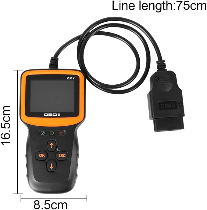 Outzone V317 OBD2 Scanner with 2.8" Color Screen, 8 Language Car Code Reader for All Gasoline Cars Since 1996, Read & Clear Check Engine Light, Supports I/M Readiness & Mode 8 Test