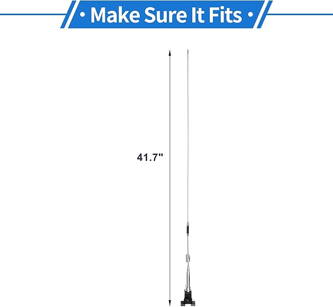 1 Pc Clipped Dummy Antenna 41.7" Aerial for Decoration Only Universal Car Truck Mount Black Silver Tone Rear