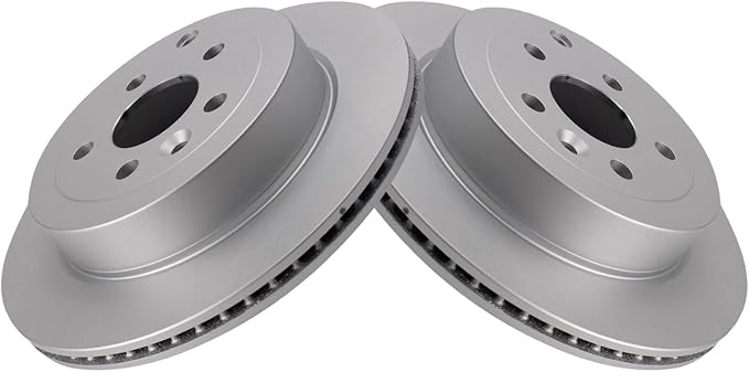 TRQ Rear Brake Rotor Set G Coated Vented Compatible with 2008-2012 Land Rover LR2