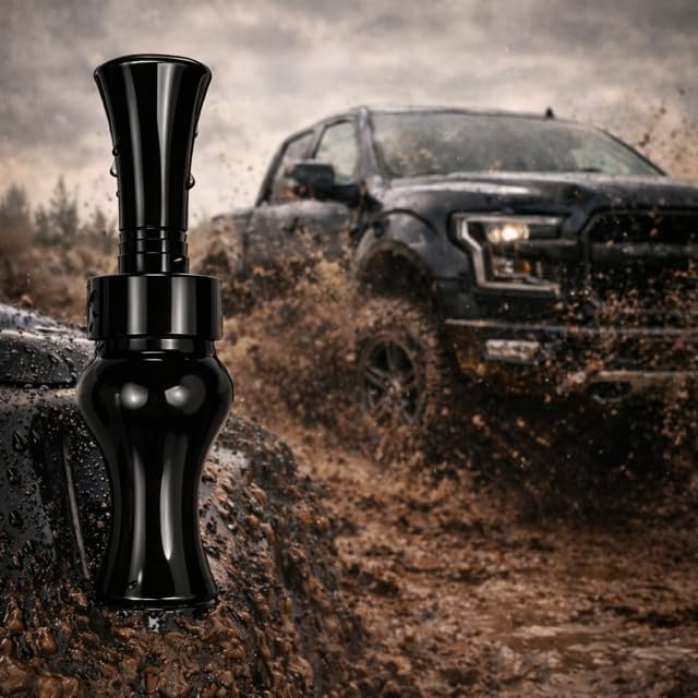 Duck Call Truck Antenna, Short 5.5 Inch Heavy Duty Anodized Aluminum Radio Antenna, Universal Kit Fits Most Trucks Including F150, F250, Maintains Reception, Unique Truck Accessories and Gifts (Black)