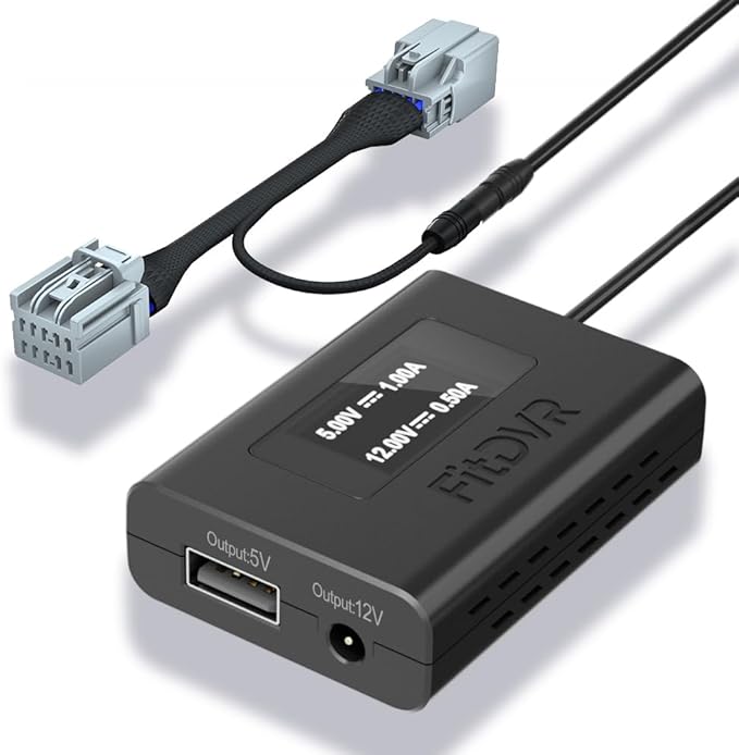 Dash Camera Power Adapter (10-Pin) for Mazda, Connects to Sun Roof, LED Display, Built-in USB Power Source, Easy to Install, 5V 12V Output, D3-027