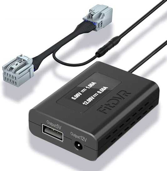 Dash Camera Power Adapter (10-Pin) for Mazda, Connects to Sun Roof, LED Display, Built-in USB Power Source, Easy to Install, 5V 12V Output, D3-027