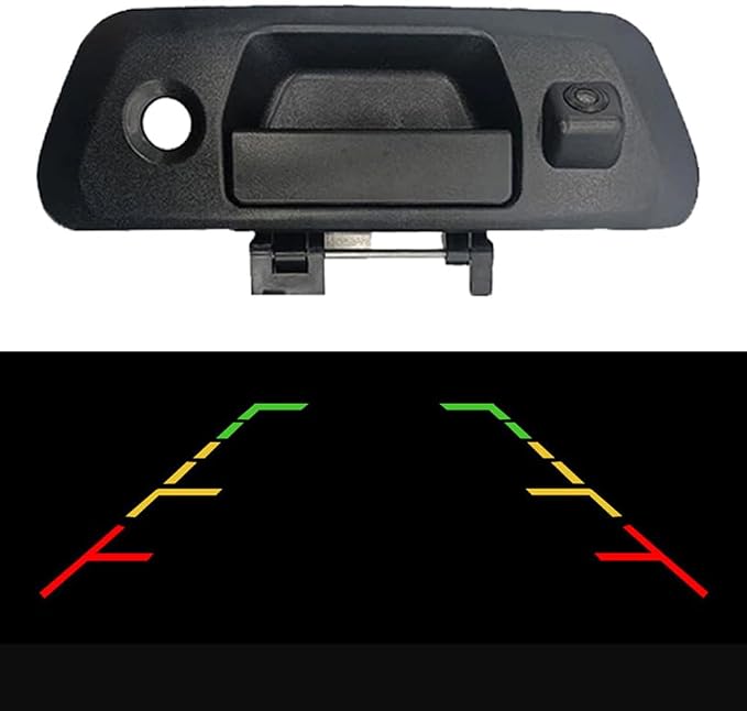 Riloer Tailgate Handle Rear View Backup Camera with Static Guidelines Sliver, Compatible with Nissan 2015-2018 Navara D23 NP300, CCD (Charge-Coupled Device) Tailgate Door Handle Camera