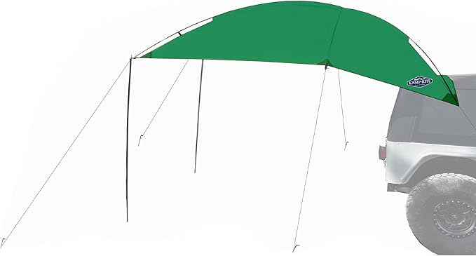 Kamp-Rite KAMPAWN319 SUV Sport Multi Use Outdoor Shade Shelter Tent Camping Awning w/ 3 Poles, 2 Legs, & Carry Bag, Jolly Green