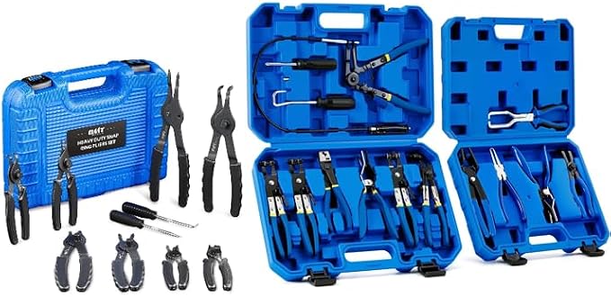 Orion Motor Tech 10pc Snap Ring Pliers Set, Internal & External Circlip Pliers With Bent & Straight Pliers & 14 Piece Disconnect Set with Fuel Filter Caliper Hose Pipe, Bundle