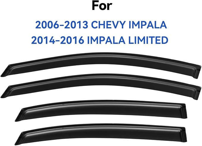 Window Visors Rain Guards for 2006-2013 Chevy Impala, Out-Channel Window Vent Wind Deflectors Visors Shades for 2014-2016 Impala Limited