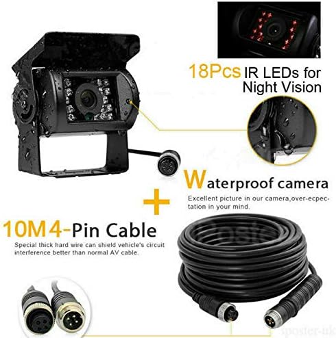 Truck Backup Camera, Car Front View Camera, Night Vision Bracket, Waterproof, 4 Pin Connector Plug Cable