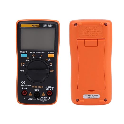 Multimeter, AN8008 True-RMS Digital Multimeter AC DC Voltage Ammeter Current Ohm Meter Ranging Fast Accurately Measures Voltage with Bag
