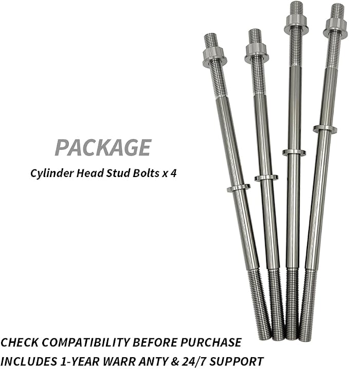 Cylinder Head Stud Bolts Titanium Kit For Big Bear 350 400 Grizzly 350 400 450 Kodiak 400 450, Studs Nuts Kit For Raptor 350 Warrior 350#90105-10136-00 90105-10137-00