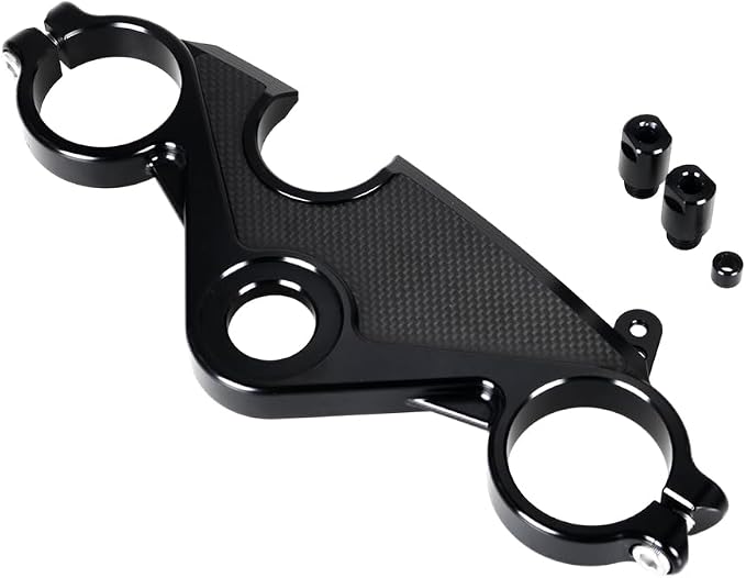 ONE.K.S Motorcycle Uplink Triple Tree Forks Front End Upper Top Clamp CNC Aluminum Steering Clamp Fit for YZF R6 European Version 2017-2025 (Black-TX)