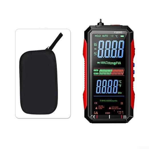 FS899S Digital Multimeter Tester, USB Rechargeable Smart Auto Ranging Multimeter, Measure AC/DC Current/Voltage, Capacity, Continuity, Resistance, Frequency, Non-Contact Voltage (NCV)(FS899S+Bag)