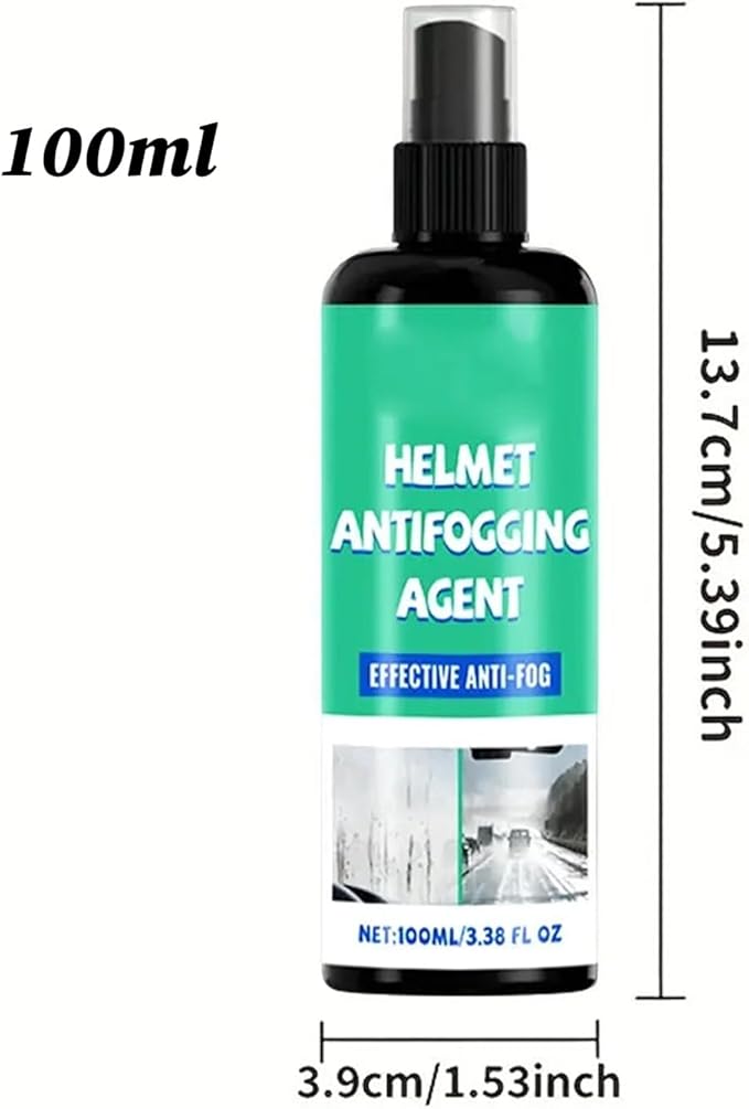 100ml Helmet Visor Anti Fog Spray, 100ml Anti Fog Spray for Helmet Visor | Streak-Free Polish Coating, Defogging Solution with Long-Lasting Protection,Clear Visibility for Motorcycle, Rain Conditions
