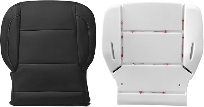 Black Driver Side Bottom Replacement Leather Seat Cover & Foam Cushion Compatible with Chevy Silverado Tahoe Suburban Avalanche GMC Sierra Yukon 2014-2019