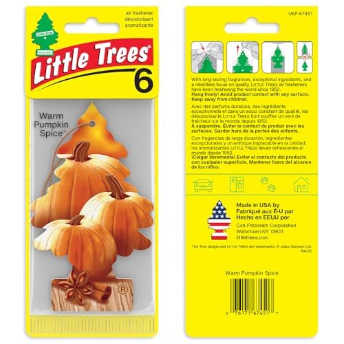 LITTLE TREES Car Air Freshener | Hanging Tree Provides Long Lasting Scent for Auto and Home | Warm Pumpkin Spice, 24 Air Fresheners