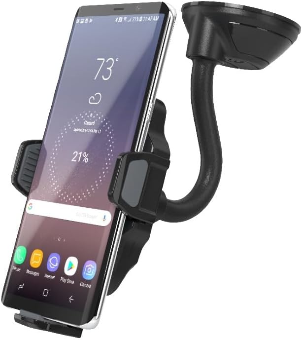 SCOSCHE WDQ2M STUCKUP Qi Car Phone Holder Windshield, Dashboard or Vent Mount | Stick Grip Suction Cup Base | Non-Magnetic | Black Charger with Car Adapter and Type-C Cable