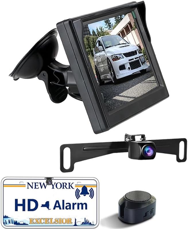 7 Inch Alarm Sensor 1080P Backup Camera with Monitor Rear View Reverse Camera Universal for Pickup Truck Car SUV 170 Degree Perfect Angle Night Vision IP69 Waterproof DLD7C