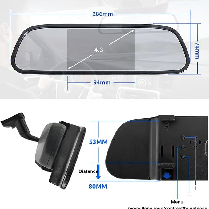 3rd Brake Light Reverse Camera Brake lamp Parking Camera for Mercedes Benz Freightliner Sprinter 2500 3500 W901 W902 W903 W904 B901 B902 B903 B904 B905 616 Dodge Cargo VW LT Mk+4.3" Reverse Screen