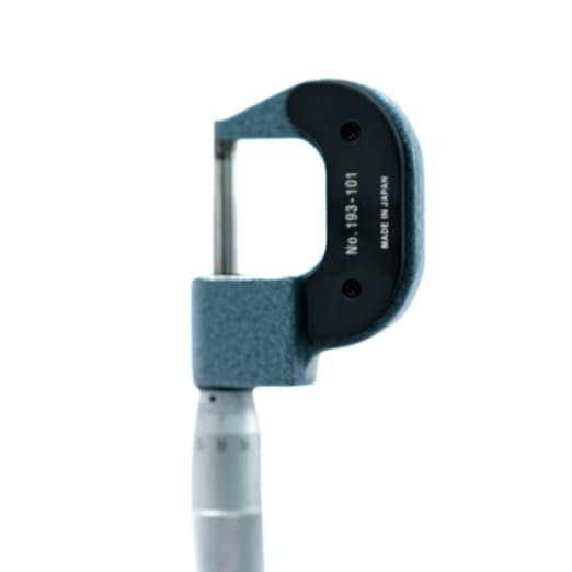 Mitutoyo 193-101 Digit Outside Micrometer, Ratchet Stop, 0-25mm Range, 0.01mm Graduation, +/-0.002mm Accuracy | Ratchet Stop, 0.01mm Graduation, +/-0.002mm Accuracy