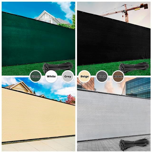 ColourTree Customized Size Fence Screen Privacy Screen Green Commercial Grade 170 GSM - Heavy Duty - Cable Zip Ties Included