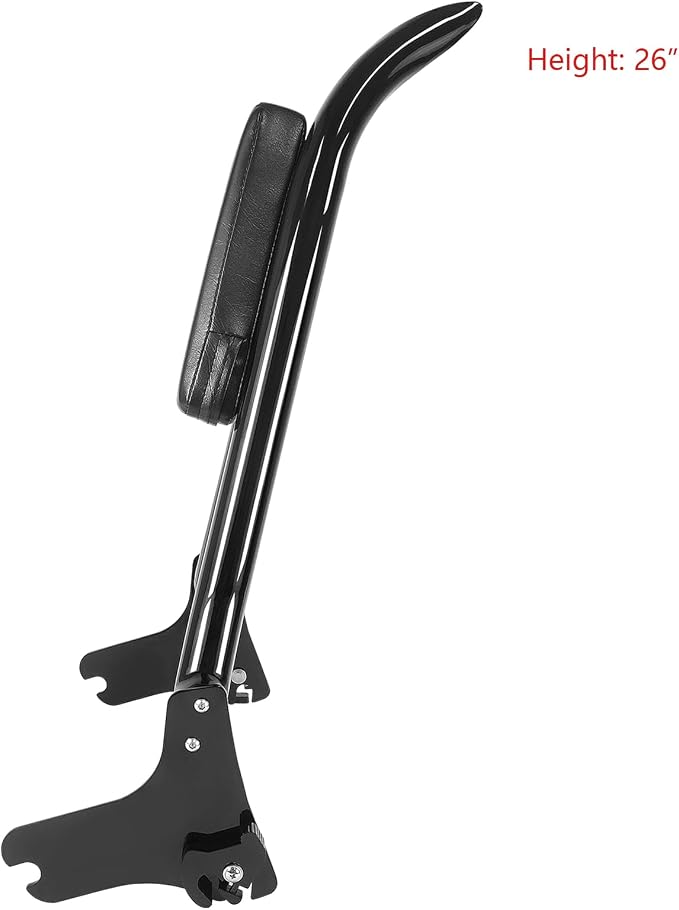 Detachable Black Sissy Bar Passenger Backrest Rear Pad Compatible for Harley Davidson Touring 97-08 Road King Electra Glide Street Glide [26 Inches Height]