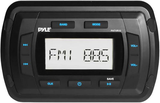 Pyle Marine Bluetooth Radio Stereo Receiver-4x50 Watt Water Resistant Universal Stereo Head Unit w/ AUX, RCA, USB Port, AM FM Radio, Digital LCD Display For Boat, Car, Off-Road Vehicles - Pyle PATVR10