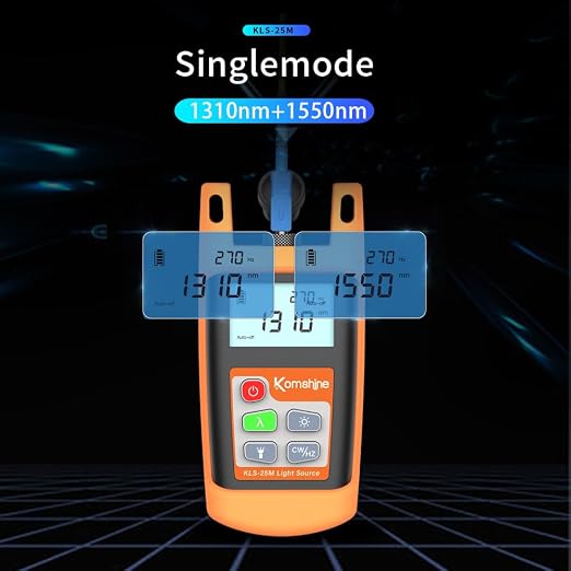 Fiber Optic Light Source KLS-25M SM 1310/1550nm + 2.5mm Universal Interface + LED Lights + Mini Case Protection Design Compact & Generous FTTH Fiber Optical Test Tool
