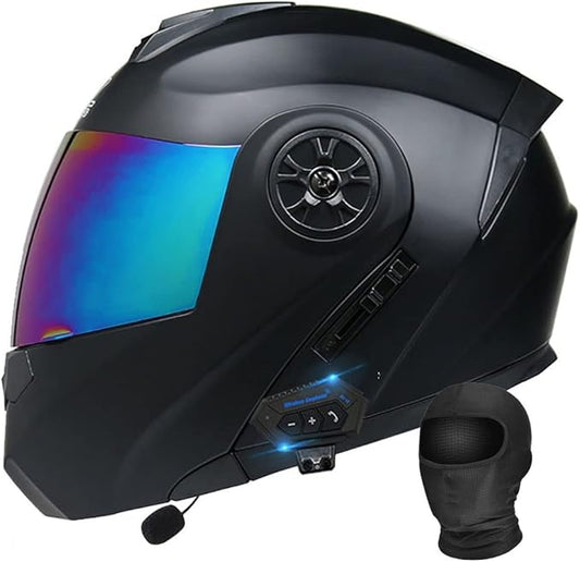 Bluetooth Modular Motorcycle Helmet DOT/ECE Approved Full Face Flip up Anti-Fog Double Visor Helmet Built-in Dual Speaker with Microphone for Adult Men and Women…