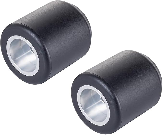 Advanblack ProTek Machined Harley Crash Bar Sliders 1.25" Decorative Wheel Rotatable End For Front Engine Guard Rear Saddlebag Guards (Black Derlin)