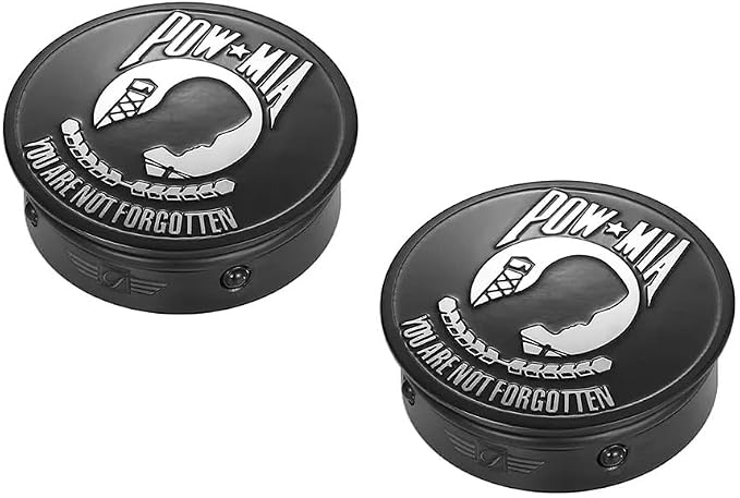 Stainless-Steel/Black Swing Arm Covers POW You are Not Forgotten for Harley-Davidson